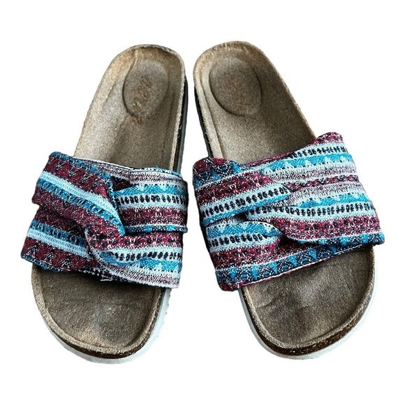 Aerie Resort Twist Detail Slide Sandals Womens Size 7 Vacation Summer Multicolor - Picture 3 of 10